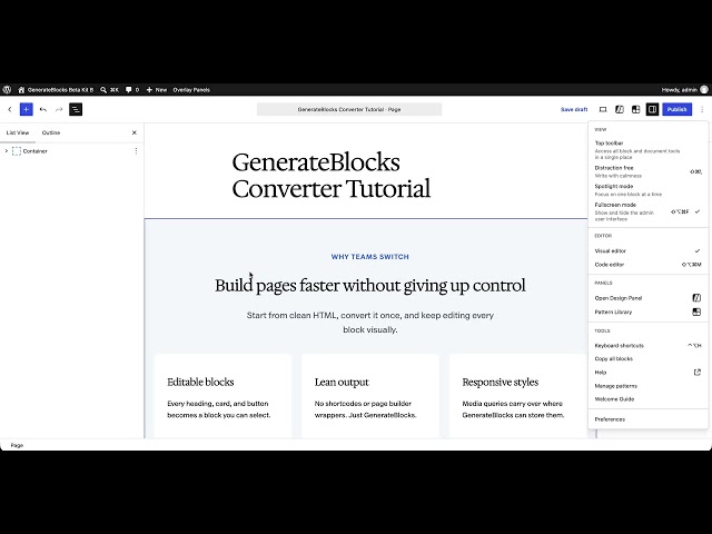 Convert HTML to GenerateBlocks Online for Free: Full WordPress Tutorial