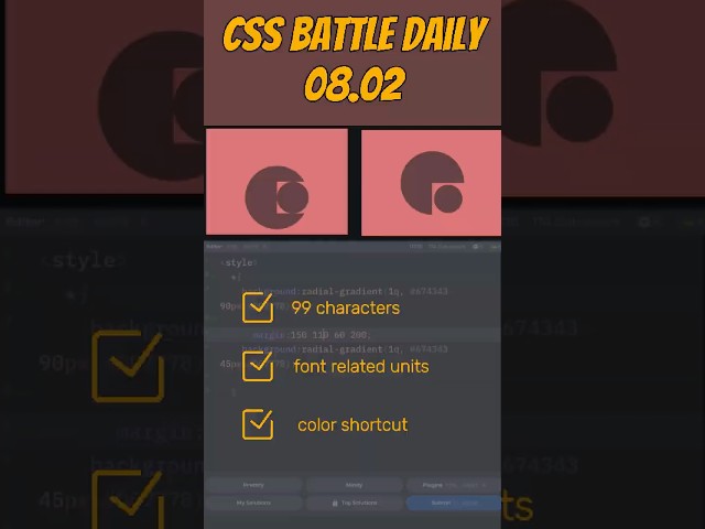 😎 Daily CSS Battle solution 08.02 #cssbattle #coding #shorts