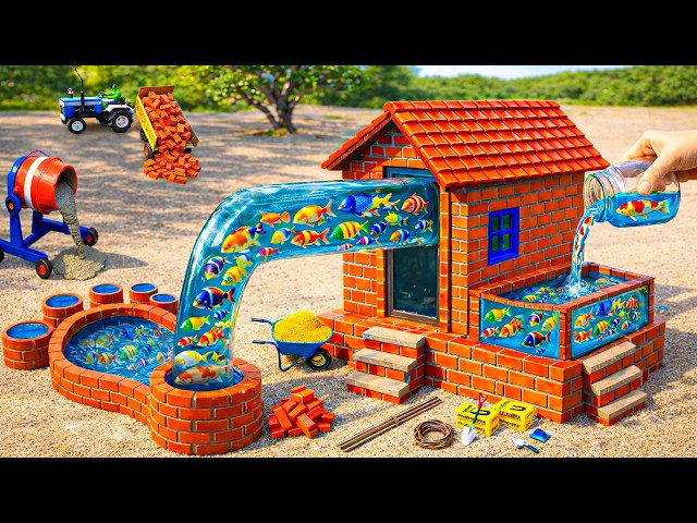 DIY Construction Science Project - Building a Strong Fish House and Water Well with Brick and Cement