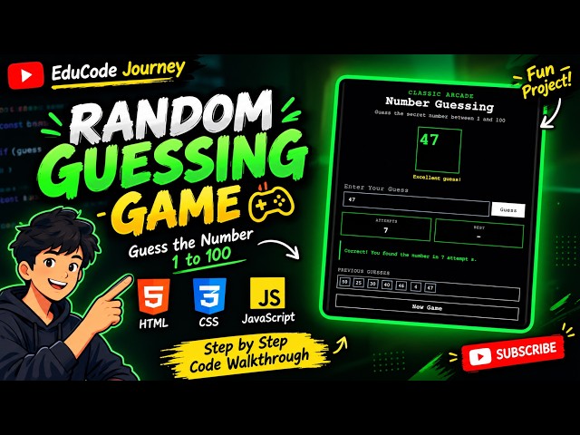 Random Number Guessing Game Using HTML, CSS & JavaScript 🎯 | Beginner Project | EduCode Journey