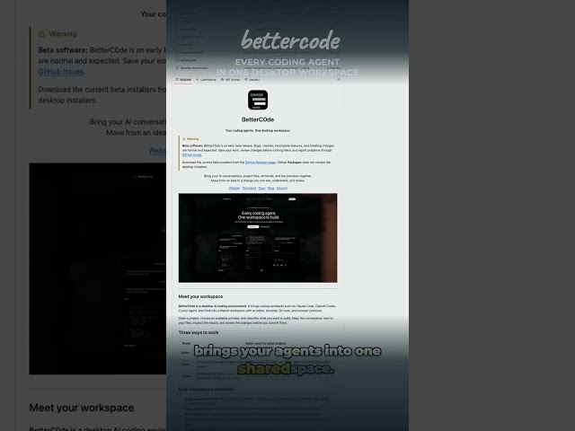 Every coding agent in one desktop workspace — bettercode