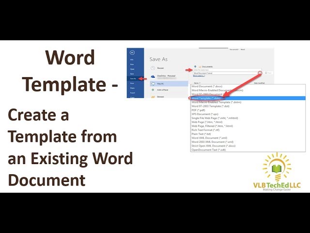 Word Template - Create a Template from an Existing Document