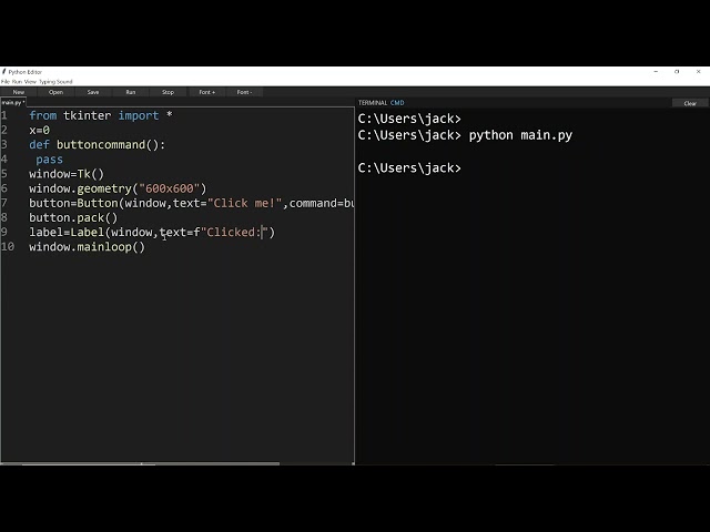 Python Tkinter Button - Coding Tutorial for Beginners - Import, Label, Geometry, Tk, Config, Window