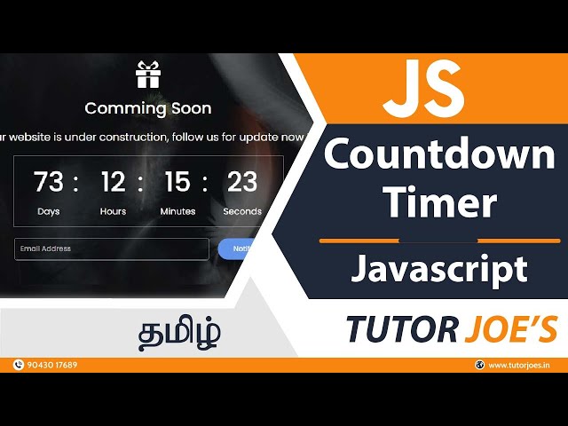 Countdown Timer in Pure HTML CSS & JS in Tamil | Tutor Joe's