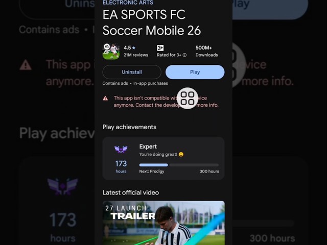EA SPORTS FC Mobile "Your Device Isn't Compatible With This Version" Error Fix 2026 #youtubeshorts