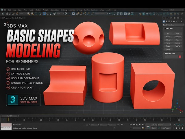 3ds Max Basic Shapes Modeling | Beginner 3D Modeling Tutorial