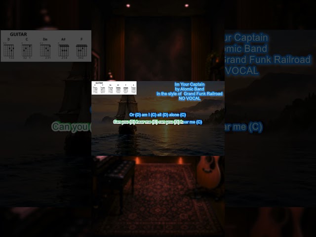 I'm Your Captain NO VOCALS play along with scrolling guitar chords and lyrics