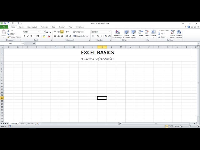 1  Excel Basic   Functions & Formulas Sum & Average