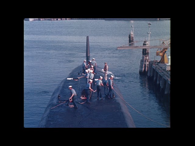 (1964) Submarine "USS Daniel Webster" Bow Planes Tests Off Cape Canaveral (16mm SILENT)