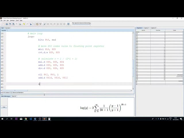 SpeedCoding - Taylor's polynomial for logarithm in assembly