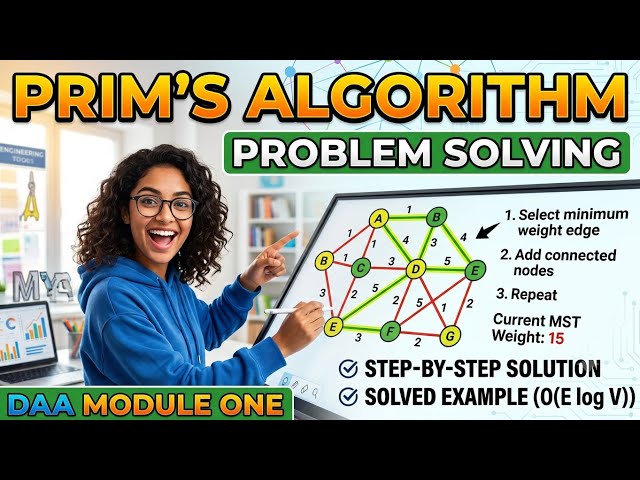 Prim’s Algorithm Problem Solving | Minimum Spanning Tree (MST) | DAA Module 1| 2024 Scheme