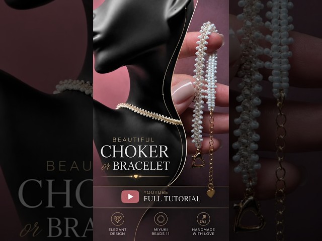 DIY Beaded Bracelet or Choker | Full Tutorial on YouTube #tutorial #мастеркласс #diy