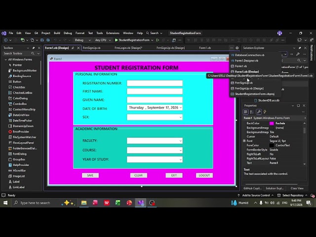 User interface management with Visual Basic assignment 2
