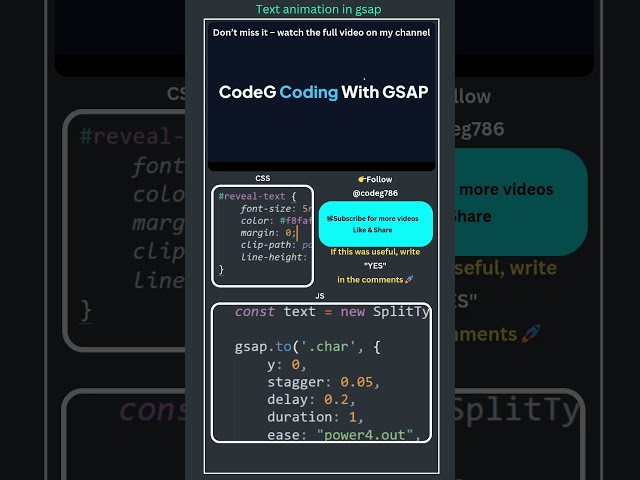 GSAP Text Animation 🔥| CodeG tutorial