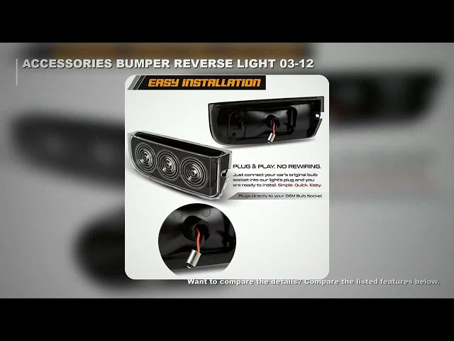 2x Car Accessories Led Rear Bumper Reverse Light Trunk Tail License Plate Lamp White&Smoky Color For