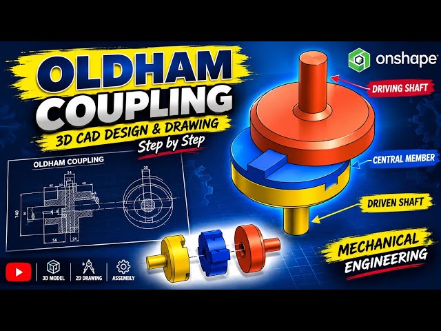    How to Model an Oldham Coupling in Onshape (Step-by-Step 3D CAD Tutorial)