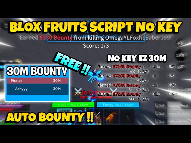 New Blox Fruits Script No Key - "Auto Bounty Hunt" EZ 30M, Auto Combo, Fruit M1, Server Hop & More