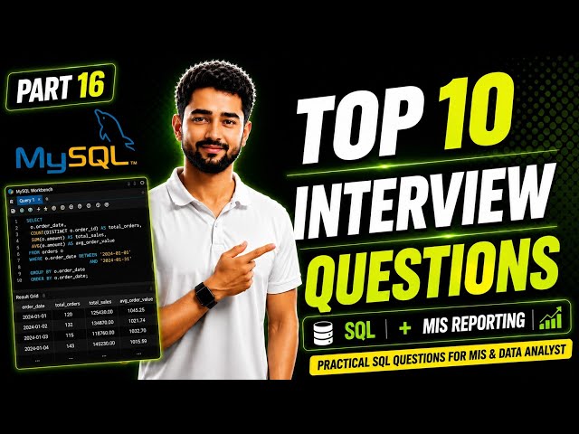 MIS Reporting & Data Analyst Interview Questions | Top 10 Practical SQL Questions | Part 16