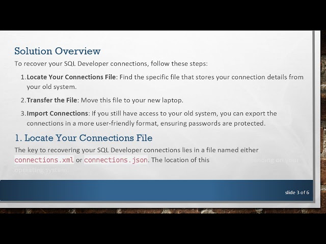 How to Recover Your SQL Developer Database Connections after a Crash