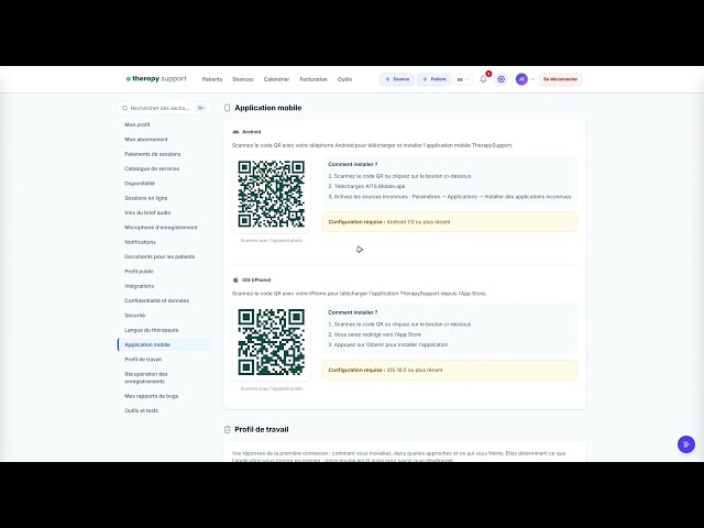 07 — Installer l'application mobile | Therapy Support FR