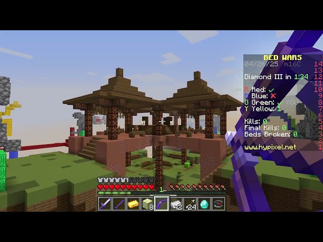 Hypixel Bedwars Gameplay (Ultimate Defense) (1 Round)