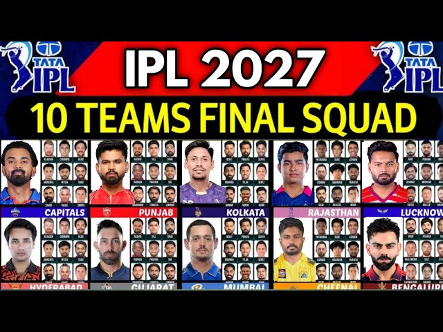 IPL 2027 All Team Squad | IPL 2027 All 10 Team Players List | IPL All Teams New Squad 2027