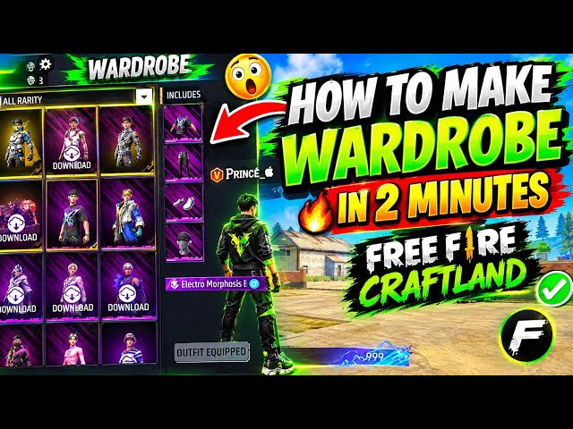 How to Make Wardrobe in 2 Minutes 😱 | Free Fire Craftland Tutorial | FF Craftland