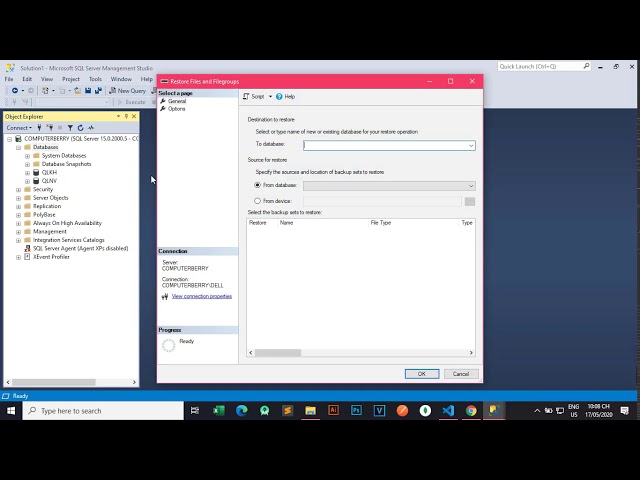 How to restore .bak file in SQL Server Management Studio 2019