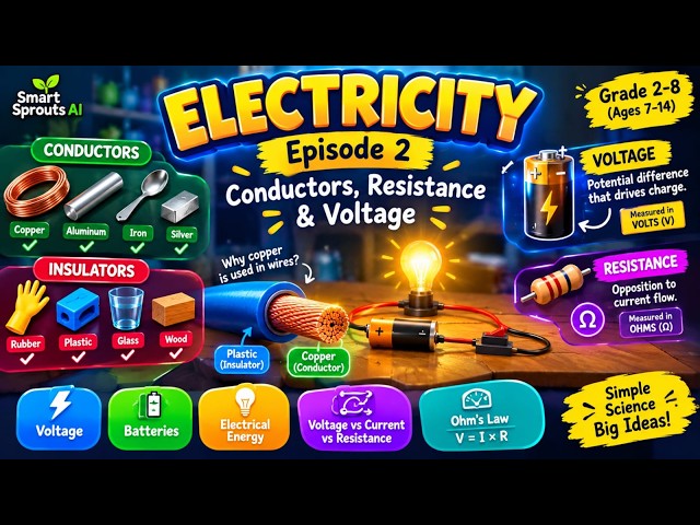 Electricity Part 2 ⚡ | Conductors, Resistance & Voltage Explained | Science for Kids