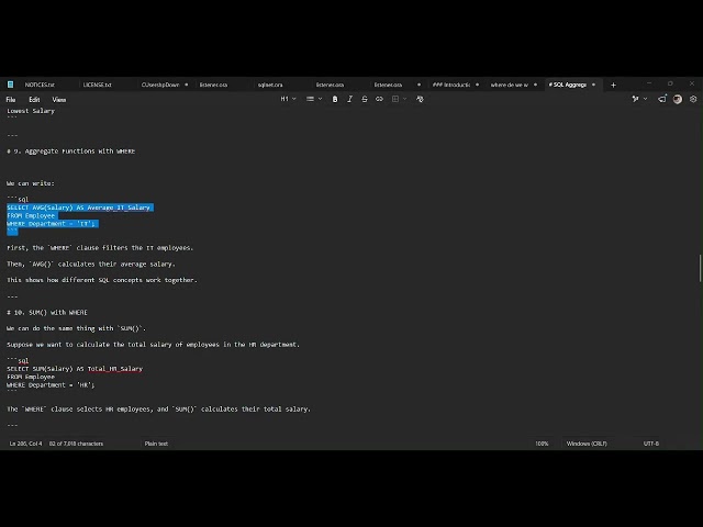 SQL Aggregate Functions in Oracle SQL Developer |  | SQL Tutorial for Beginners