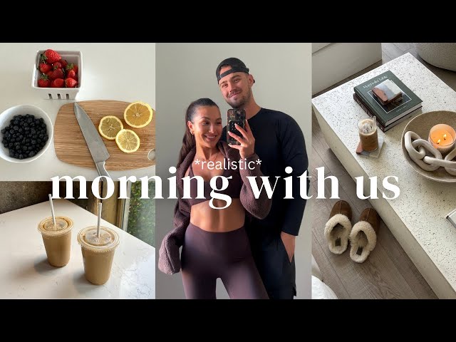 realistic couples morning routine | morning with us, workouts, healthy habits + farmers market