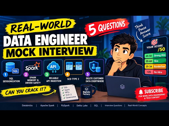 Data Engineer Mock Interview 2026 | SQL, Spark, APIs & SCD2 | Real-World Questions & Answers #data