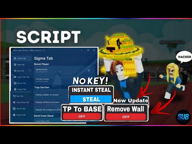 Steal a Brainrot Script GUI | INSTANT STEAL ANTI KICK NOCLIPINFINITE CASH*NO KEY*