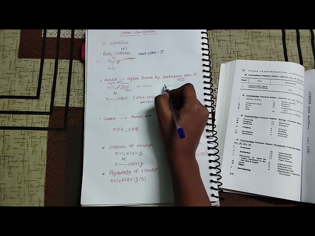 Colon Classification | Literature, Main Class - O | CC examples | Library Classification Practicals