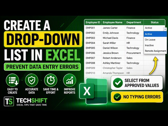 Create a Drop-Down List in Excel in 60 Seconds