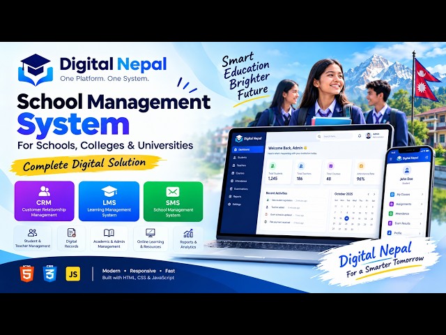 Digital Nepal School Management System | HTML CSS JavaScript Website Project