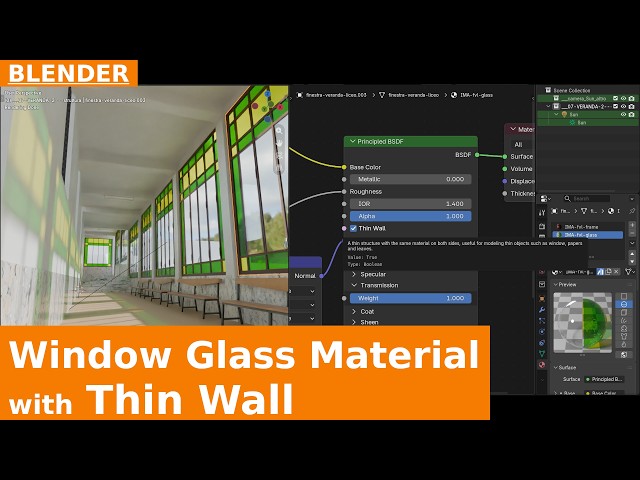 How to Create a Window Glass Material with Thin Wall | Blender 5.2 Tutorial