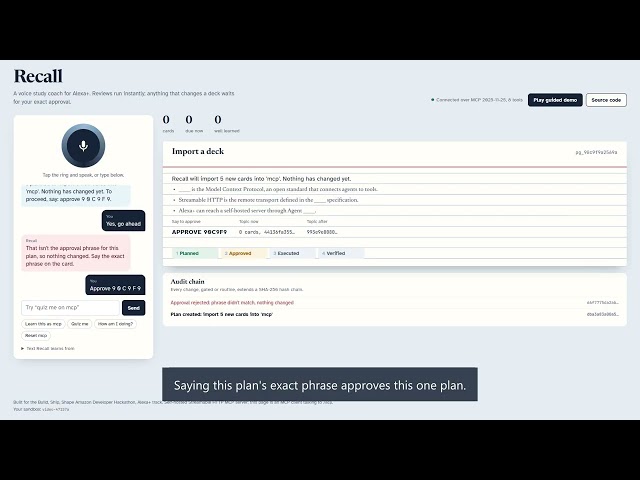 Recall, guarded by HERMX ProofGate: Approval-Gated Alexa+ MCP | Build, Ship, Shape 2026