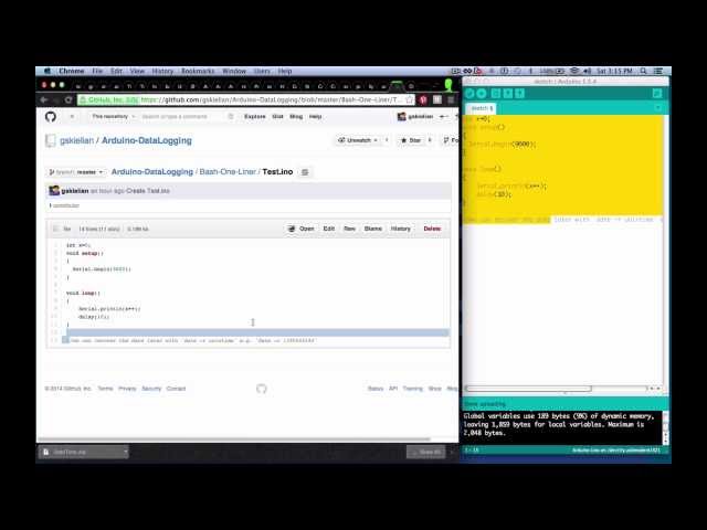 Bash-One-Liner, Timestamp Arduino Data