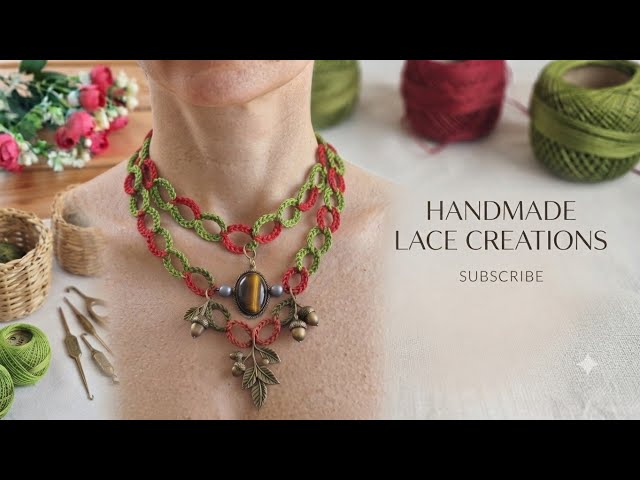 How to Make an Easy & Elegant Crochet Necklace | DIY Macrame / Lace Necklace Tutorial.