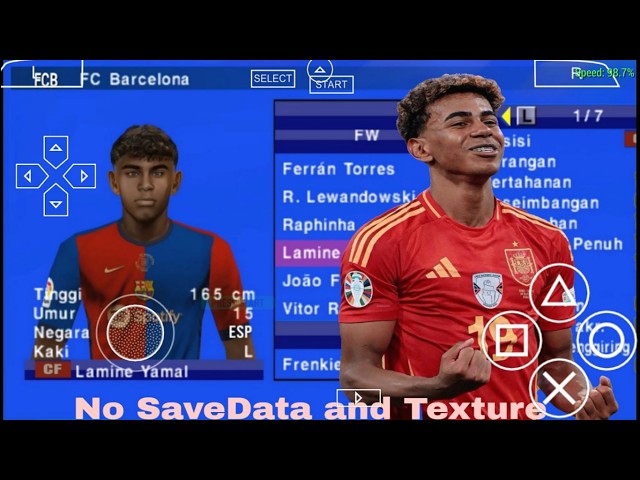 EFOOTBALL PES 2025 PPSSPP ISO NO TEXTURES & NO SAVE DATA NEW KITS 2024_25 REAL FACES & TRANSFERS