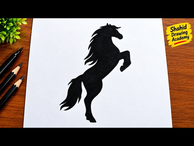 🐎 How to Draw a BLACK HORSE Easily! 😍 | Simple Horse Drawing Tutorial ✏️
