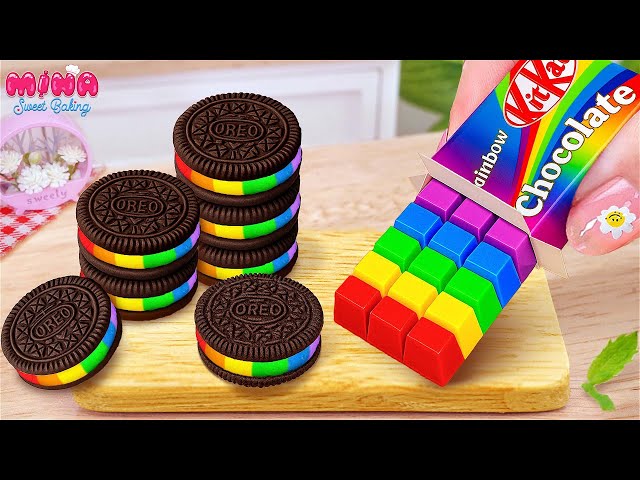 🍰Satisfying Rainbow KitKat vs Oreo Cake Recipe🍰Mini Colorful Chocolate Cake ASMR | Mina Sweet Baking