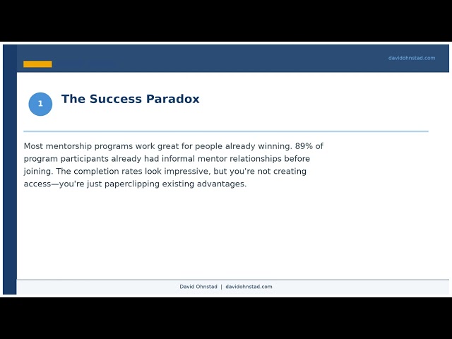 David Ohnstad — Why Mentorship Programs Fail: Building for the Right People