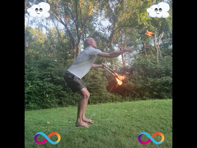 Juggling fire… on a slackline 🔥🤹