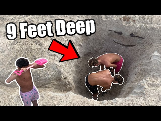 DIGGING A BIG HOLE AT THE BEACH