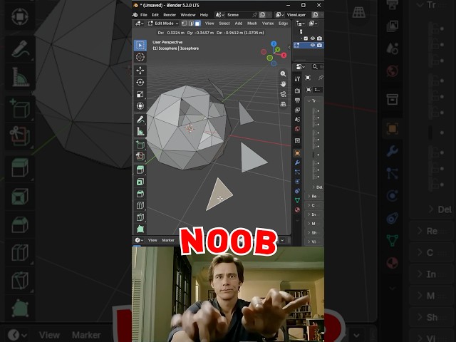 Blender Noob vs PRO: Separate Objects into Meshes in Edit Mode! 🔥 || #blender #tips #3danimation