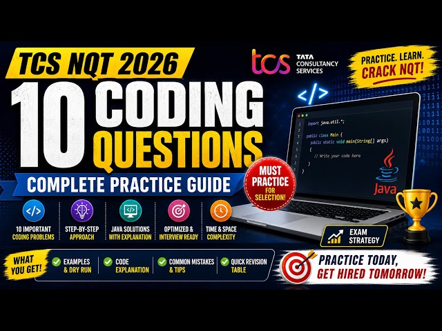 TCS NQT Coding Questions 2026 | Top 10 Coding Questions with Solutions | Java | PDF