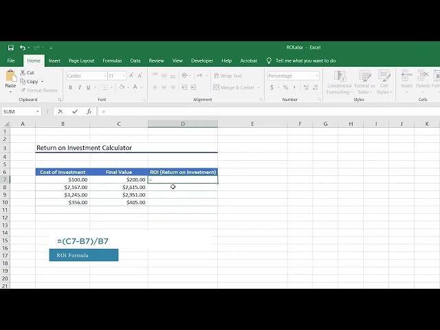 Calculate ROI (Return on Investment) in Excel with Clear Examples and Step-by-Step Guidance
