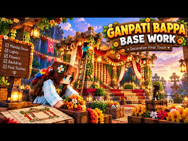 🔥 Minecraft LIVE 😍 Bappa Ke Base Ki Mazdoori Aaj Hogi Complete! 🙏🏻⛏️ | Final Decoration! 🧱✨